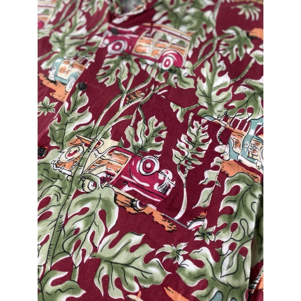 VTG Tropical Men's XXL Hawaiian Shirt Vintage Wagon Cars Surf Style Coconut USA - Picture 3 of 13